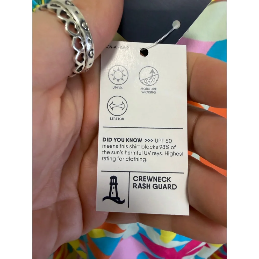 Lands’ End Turquoise Multi Floral Rash Guard Swim Shirt S NWT - Picture 5 of 5